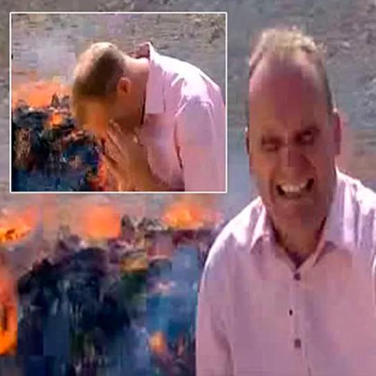 Este reportero cometió el error de grabar delante de toneladas de drogas ardiendo
