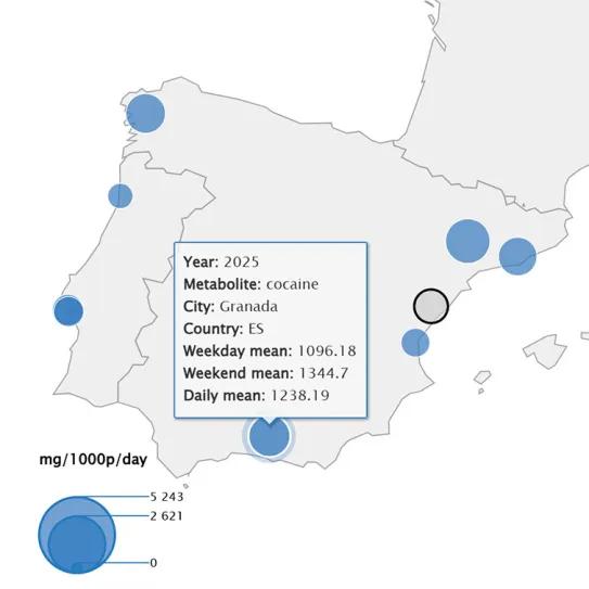 Ciudades españolas lideran el mapa europeo de cocaína en aguas residuales