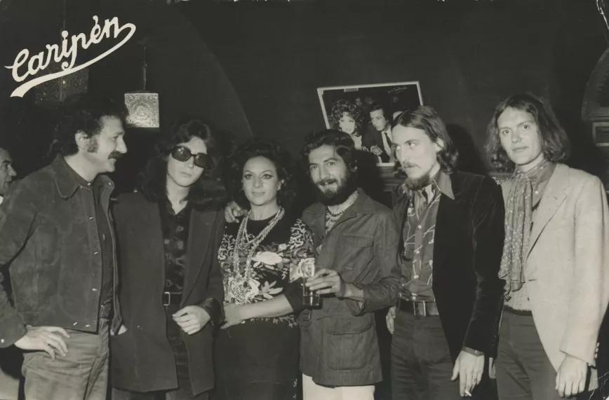 Ricardo Pachón, Antonio Smash, Lola Flores, Manuel Molina, Julio Mateo y Henrick en el Caripén, Madrid, 1971
