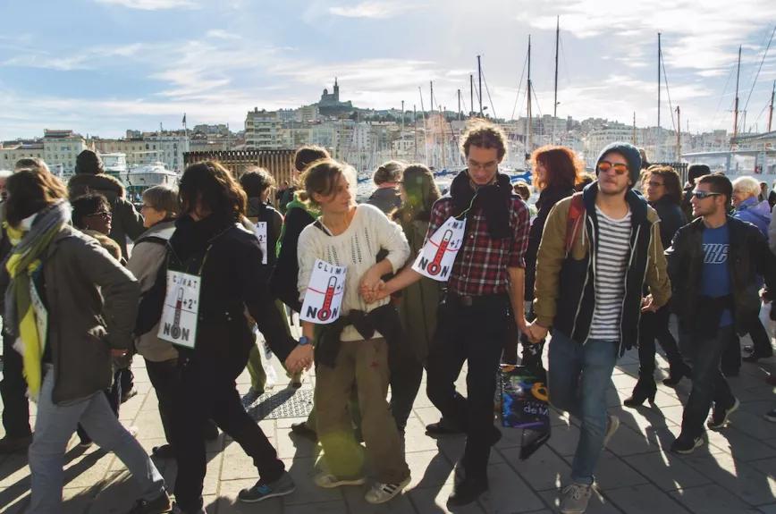 Cadena humana por el clima organizada en Marsella en noviembre de 2015