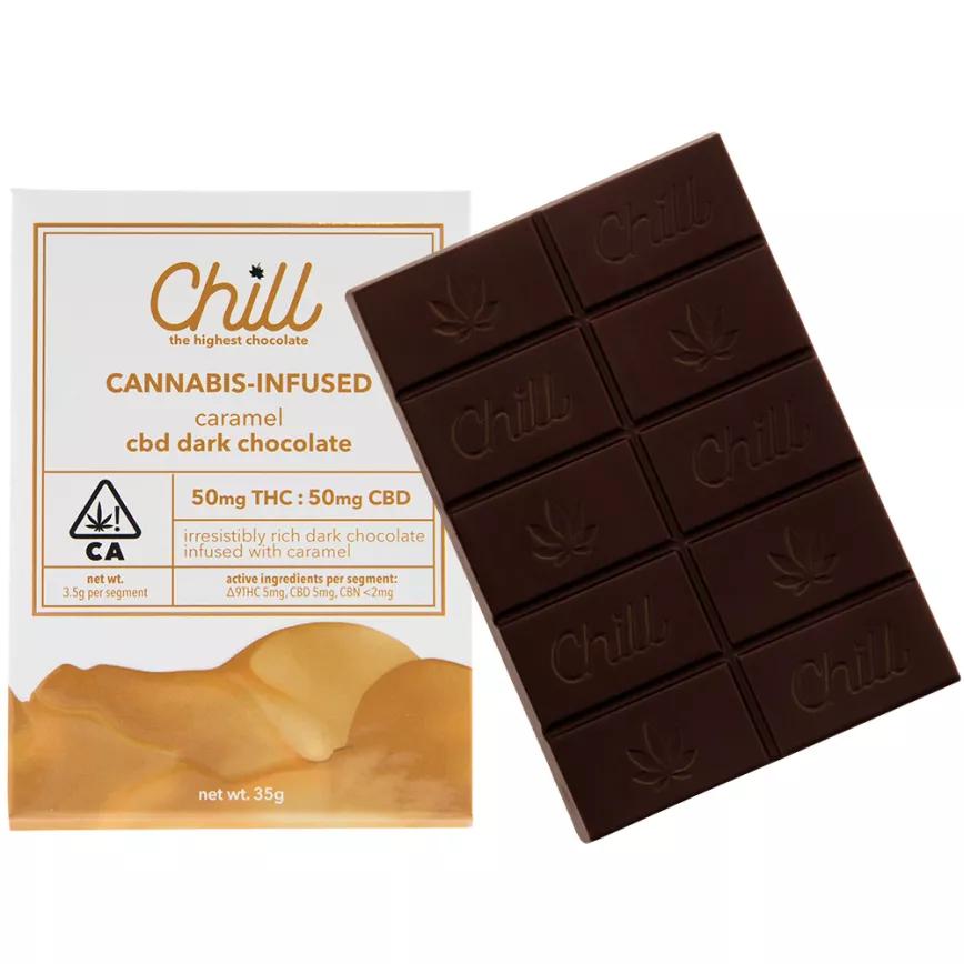 Mejor comestible de CBD: Caramel CBD Dark Chocolate de Chill.