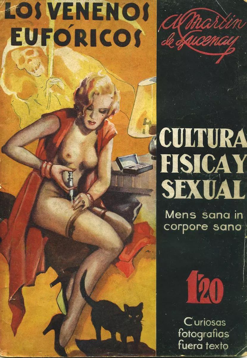 Ejemplarizante portada del libro de Martón de Lucenay mostrando los peligros del uso lúdico de los venenos eufóricos