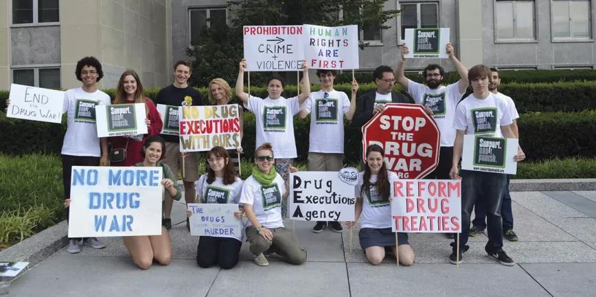 Manifestación en EE UU en favor de políticas de drogas