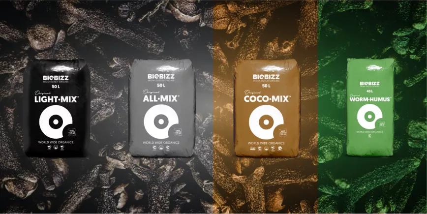 Light·Mix, All·Mix, Coco·Mix y Worm·Humus de Biobizz