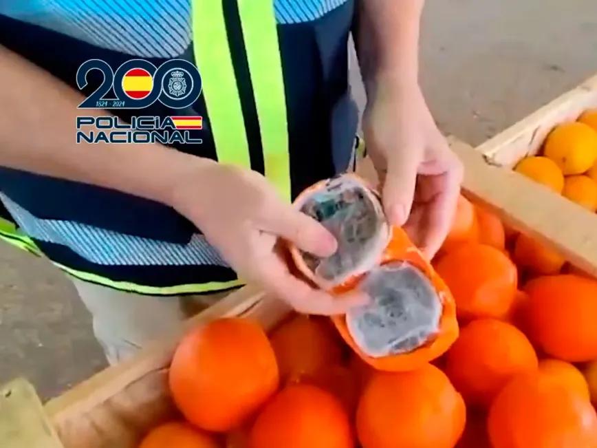 Hachís en las naranjas y pastillas en las galletas