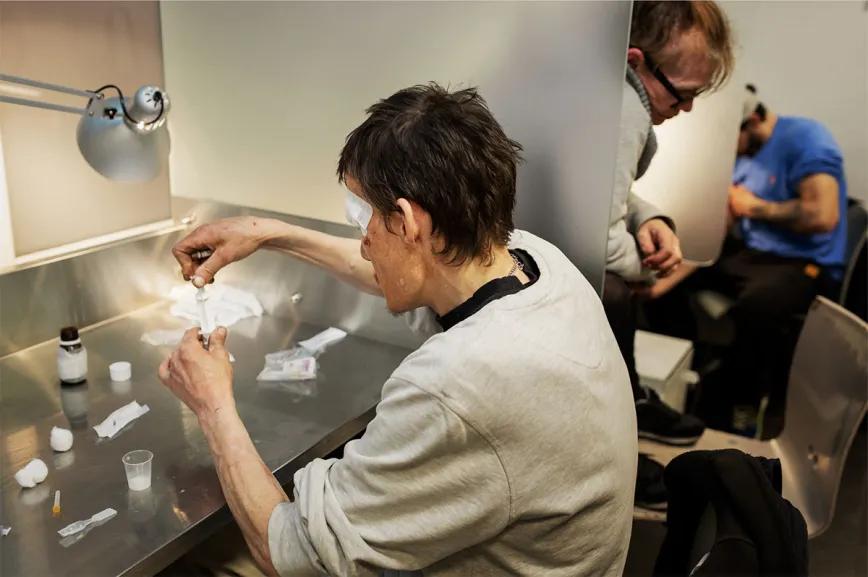 Sala de consumo seguro en Dinamarca. Foto de Helga Theilgaard