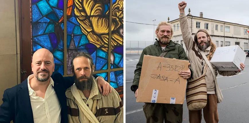 Òscar Palet Santandreu&nbsp;con Axel Rudin. A la derecha, señal de victoria de Rudin al recuperar todo lo incuatado.