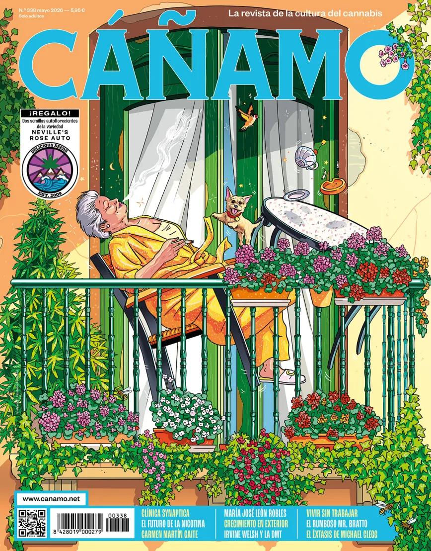 Revista Cáñamo 338. Portada de Cristóbal Fortúnez.
