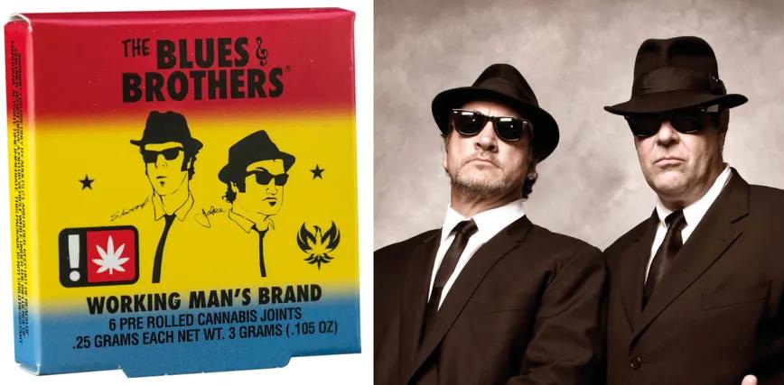 Blues & weed forever! Belushi y Aykroyd mantienen vivo el legado de la misión divina original, también con una línea de productos cannábicos, como esta cajetilla de porros preliados.
