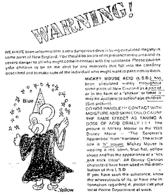 Advertencia de calcomanías con LSD