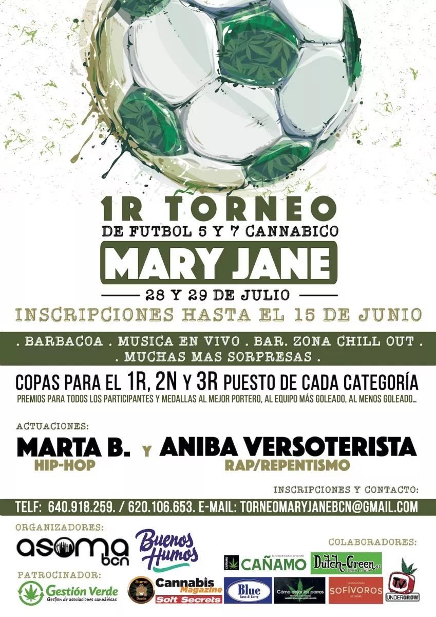 Cartel del primer Torneo de fútbol cannábico Mary Jane
