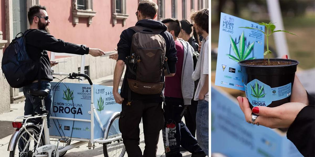 El tour en bicicleta organizado por 4.20 Hemp Fest está teniendo mucho éxito y acogida entre el público. Durante esta acción se prevé que se entreguen de manera gratuita 7.000 plantas de cannabis en la ciudad italiana de Milano.