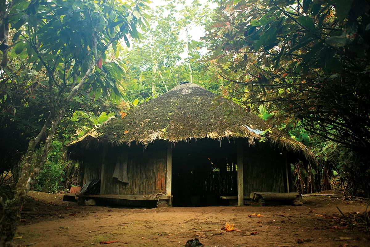 Casa de remedio cerca del río Caquetá, Colombia.