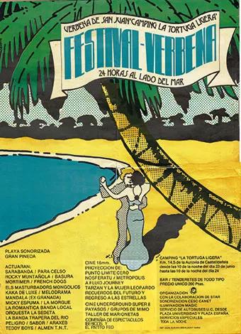 Cartel del festival-verbena de  San Juan en el camping La Tortuga Ligera (23/06/1978) 