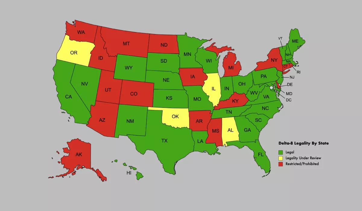 Legalidad del Delta-8 THC en Estados Unidos. Actualizado en agosto de 2021.