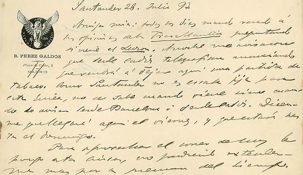 Carta manuscrita donde se aprecia su caligrafía.
