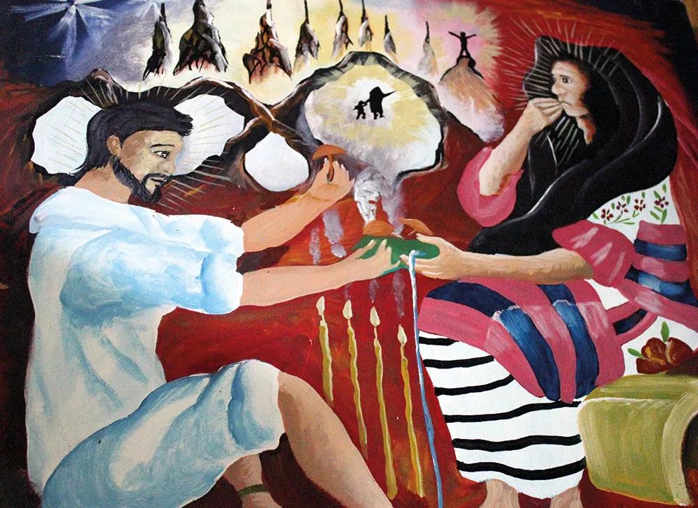 Pintura en la que se refleja a Maria Sabina y sus honguitos.