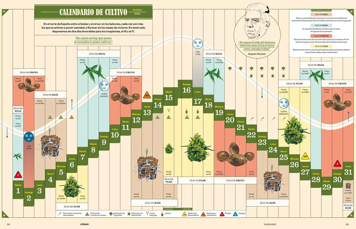 Calendario de cultivo biodinámico enero 2022