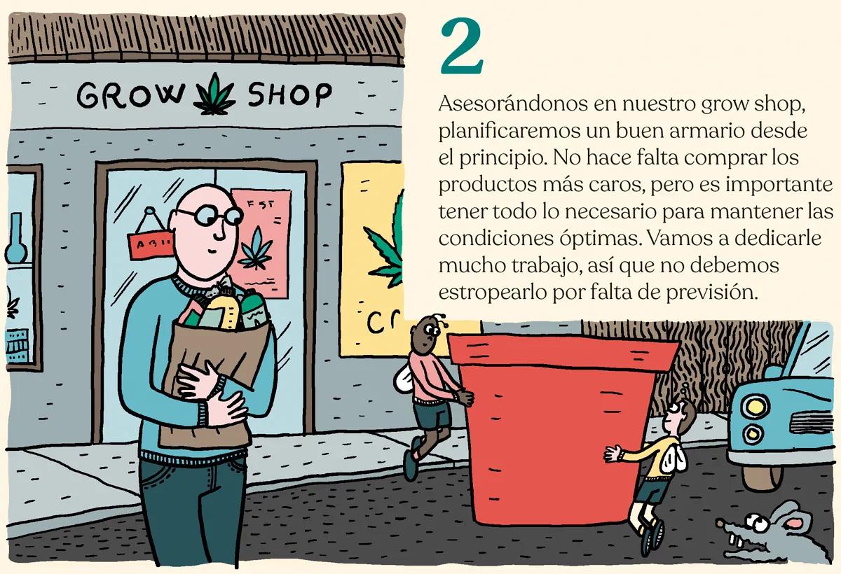 2.	Asesorándonos en nuestro grow shop, planificaremos un buen armario desde el principio. No hace falta comprar los productos más caros, pero es importante tener todo lo necesario para mantener las condiciones óptimas. Vamos a dedicarle mucho trabajo, así que no debemos estropearlo por falta de previsión. 